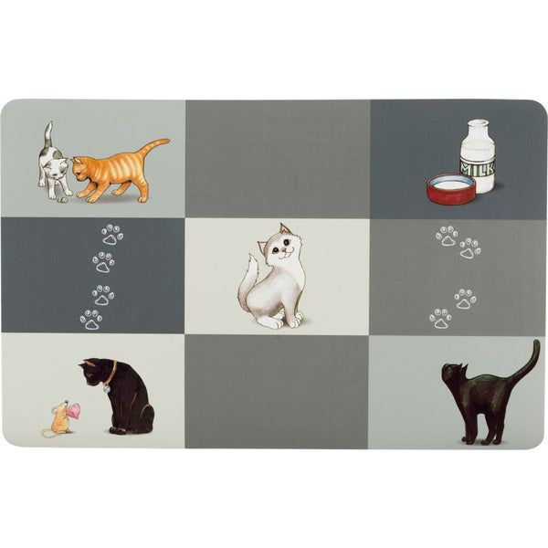 6x tapis bol Patchwork Cat, 44×28 cm, gris