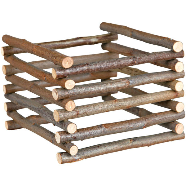 3x râtelier à foin sur pied, bois d'écorce, 15×11×15 cm