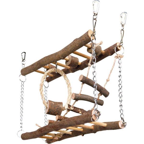 Pont suspendu avec chaîne, hamster, bois d'écorce, 27×17×7 cm