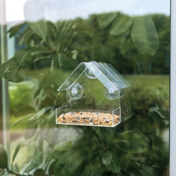 2x mangeoire à oiseaux pour vitre, plastique, 225 ml/15×15×6 cm